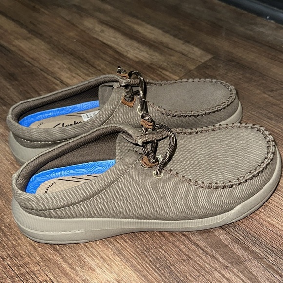 Clarks Driftlite Surf Interest Mens Canvas Extreme Comfort Shoes TAUPE Size 7 - Picture 2 of 5